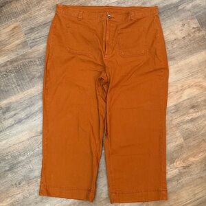 Old Navy Women’s Size 20 Rust Wide Leg Chinos Cropped Patch Pockets Copper Penny
